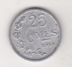 bnk mnd Luxemburg 25 centime 1954 foto