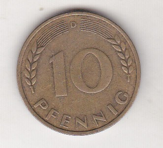 bnk mnd Germania 10 pfennig 1949 D foto