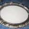 3.PLATOURI PORTELAN Vintage. Platou mare ceramica cu bordura groasa argintata.