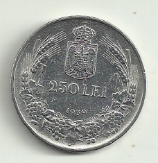 ROMANIA 250 LEI 1939 ARGINT 12 g , CAROL II [1] foto