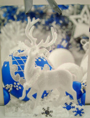 Punga / pungi cadou, model Sarbatori iarna Craciun 24/18/8 cm , 1 buc foto