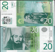 SERBIA- 20 DINARI 2013- P 55- UNC!! foto