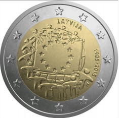 LETONIA 2 euro comemorativa 2015 - drapel European, UNC foto