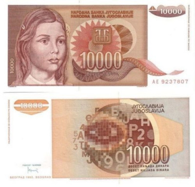 !!! IUGOSLAVIA - 10.000 DINARI 1992 - P 116 b - UNC foto