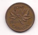 No(1) moneda-CANADA- 1 Cent- 1964