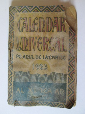 MINI AGENDA CALENDAR UNIVERSAL(11,5 X 7,5 CM) PE ANUL DELA CHRIST 1923 foto