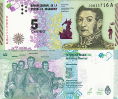 ARGENTINA 5 pesos 2015 UNC!!! foto