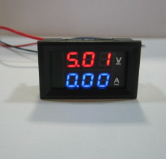 Voltmetru Ampermetru de panou 100V 10A CC Voltampermetru afisaj rosu albastru foto