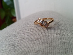 Superb inel 9K GOLD FILLED cu zircon CZ. Marimea 7 foto