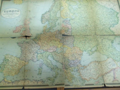 Europa 1932 harta color compusa din 4 parti Unirea Brasov foto