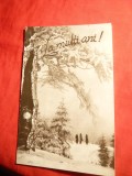 Ilustrata- Felicitare An Nou - Iarna in Bucegi