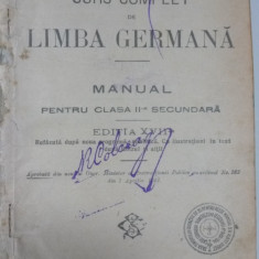 CURS COMPLET DE LIMBA GERMANA - MANUAL PENTRU CLASA a- II -a SECUNDARA - 1927