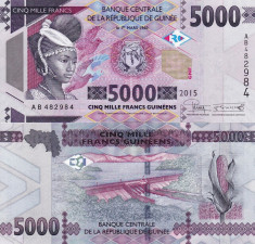 GUINEEA 5.000 francs 2015 UNC!!! foto