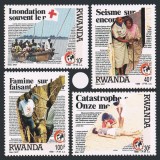 RWANDA 1988 CRUCEA ROSIE, Nestampilat