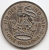 Marea Britanie 1 Shilling 1948 - George VI (Anglia, with &amp;quot;IND:IMP&amp;quot;) KM-863 (2) foto
