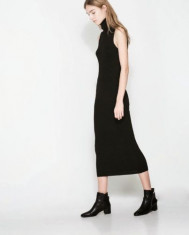 Mar M - Noua! Rochie ZARA lunga neagra fir metalic chic foto