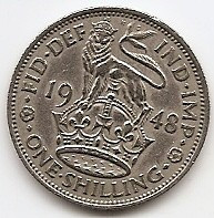 Marea Britanie 1 Shilling 1948 - George VI (Anglia, with &amp;quot;IND:IMP&amp;quot;) KM-863 (4) foto