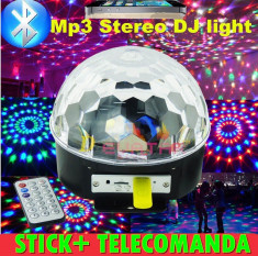 Glob disco laser cu leduri smd LED CRYSTAL MAGIC BALL cu stick si telecomanda foto