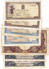 c) Lot 7 bancnote diferite Romania anii 1940-1944 foto