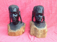 Arta Africana - Cuplu African realizat din lemn de abanos !!! foto