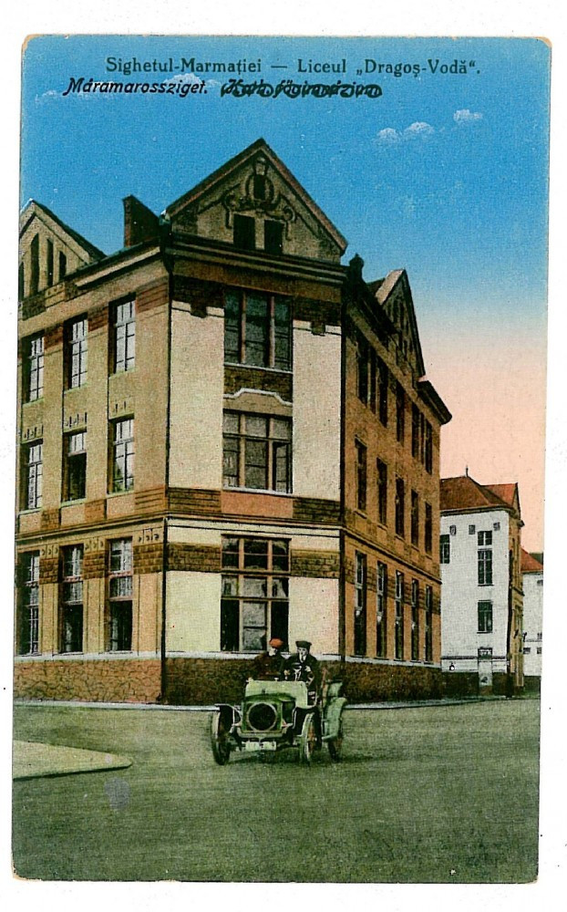 124 - Maramures, SIGHET, High School, old car - old postcard - unused -  1917, Necirculata, Printata | Okazii.ro