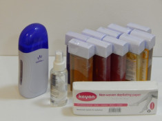 Kit Epilare: Aparat incalzitor ceara + 10 Capsule Ceara 100 ml + Benzi 100 buc + Ulei hidratant 100ml foto