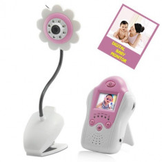 I155 Monitor Baby Digital - Infrarosu, AV OUT, Design Floare Roz foto