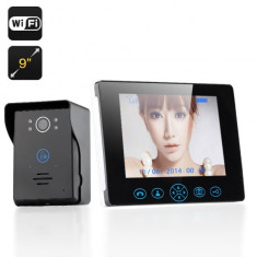 J116 Interfon Wireless Video pentru usa - Monitor 9&amp;#039;&amp;#039;, Wireless, Gama de transmisie de 300 de metri, Infrarosu 2-5m, Alarma de sabotaj, 16 Melodii foto