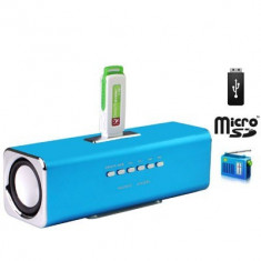 Mini Boxa Portabila MUSIC ANGEL alimentare USB, Radio Fm, Suport TF(Micro SD), U-Disk Albastra - JH-MAUK2 foto