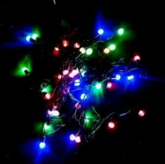 Instalatii Luminoase 40 Globulete Multicolore cu LED si Fir Negru 5m foto