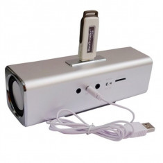 Mini Boxa Portabila MUSIC ANGEL alimentare USB, Radio Fm, Suport TF(Micro SD), U-Disk Silver - JH-MAUK2B foto