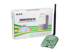 Alfa AWUS036NH AWUS 036NH Wireless USB Network Adapter 2W antena 5Dbi foto