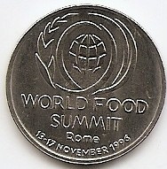 Romania 10 Lei 1996 - (World Food Summit) 23 mm, KM-126 UNC !!! foto