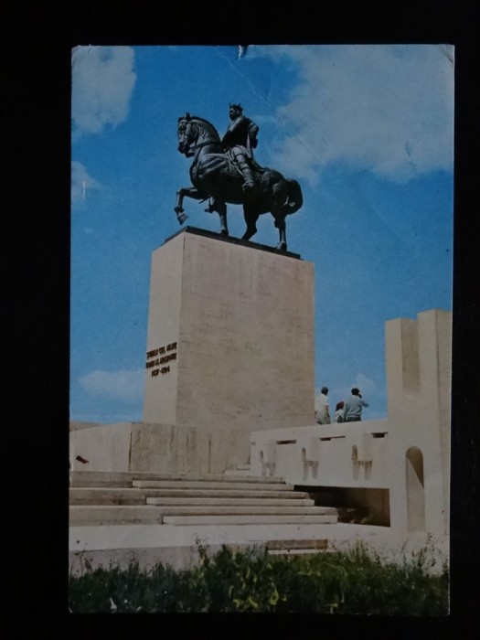 SEPT15-Vedere/Carte postala-Vaslui-Monumentul lui Stefan cel Mare-circulata