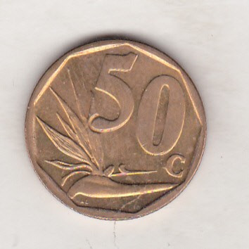 bnk mnd Africa de Sud 50 centi 2008 , flora , aunc foto