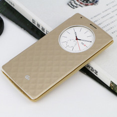 HUSA LG G4 CARTE QUICK CIRCLE SMART CEAS BOOK FLIP GOLD TOC VIEW + FOLIE STICLA foto