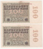 (1) 2 BANCNOTE GERMANIA - 100 MILLIONEN MARK 22.08.1923 - SERII CONSECUTIVE