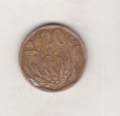 bnk mnd Africa de Sud 20 centi 1993 , flora foto