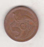 Bnk mnd Africa de Sud 5 centi 1992 , pasare