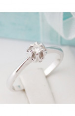 R - Inel logodna aur alb 14k, Diamant cca. 0.11 ct., 2.60 grame foto