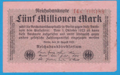 (1) BANCNOTA GERMANIA - 5 MILLIONEN MARK 1923 (20 AUGUST 1923) - UNIFATA foto