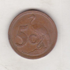 bnk mnd Africa de Sud 5 centi 1990 , pasare