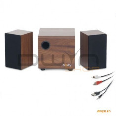 Njoy Totek 2.1 Multimedia Speakers Wooden Subwoofer 10W Wired Standard audio input jack 3.5mm USB 5V 3 foto