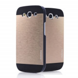 Husa carcasa MOTOMO aurie cu negru aluminiu metal Samsung Galaxy S4 + folie, Auriu, Metal / Aluminiu