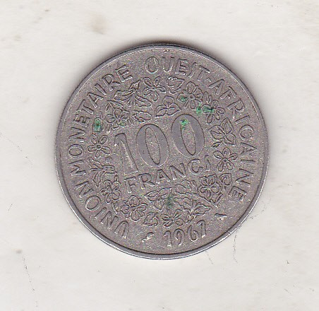 bnk mnd Africa de Vest 100 franci 1967