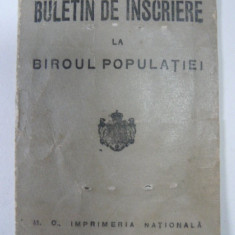 BULETIN DE INSCRIERE LA BIROUL POPULATIEI - 1944