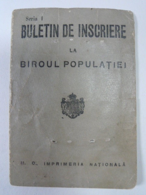 BULETIN DE INSCRIERE LA BIROUL POPULATIEI - 1944