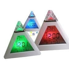 Ceas piramida cu LED multicolor si alarma plus termometru foto