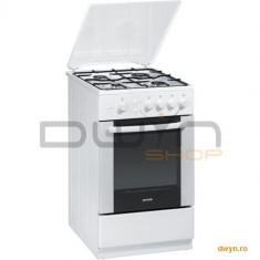 gorenje Aragaz Gorenje GI52190IW_N, 4 arzatoare, aprindere electrica, cuptor gaz - 46 L, control mecanic la foto