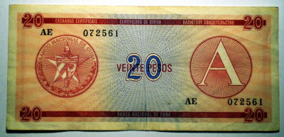 182 CUBA FOREIGN EXCHANGE CERTIFICATES 20 PESOS ND 1985 A SR. 561 foto